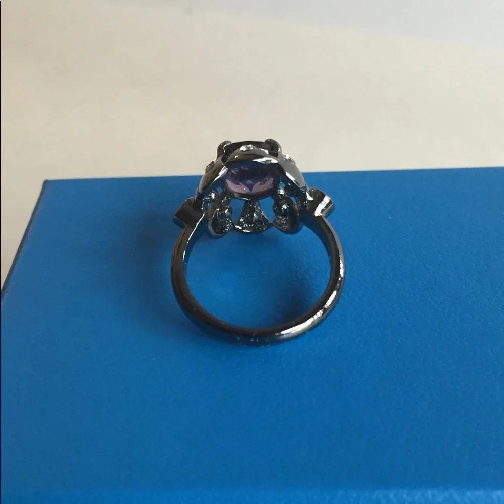 Hematite Sterling Silver Ring Purple And Peridot Size Size 6